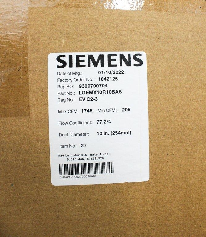 Siemens LGEMX10R10BAS Lab Room Exhaust Terminal EV C2-3 Air Control 2022