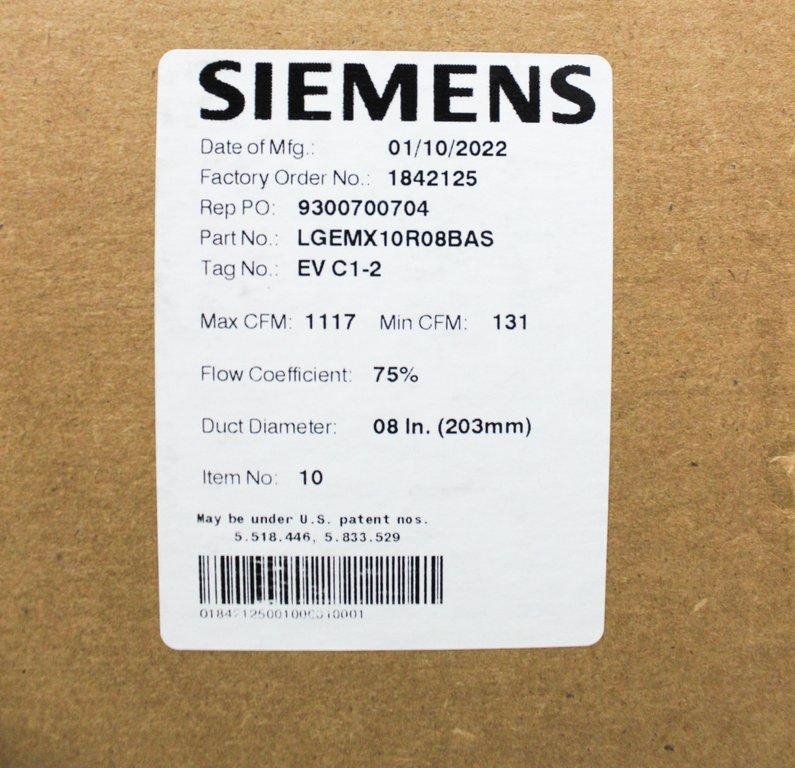 Siemens LGEMX10R08BAS Laboratory Exhaust Terminal, New