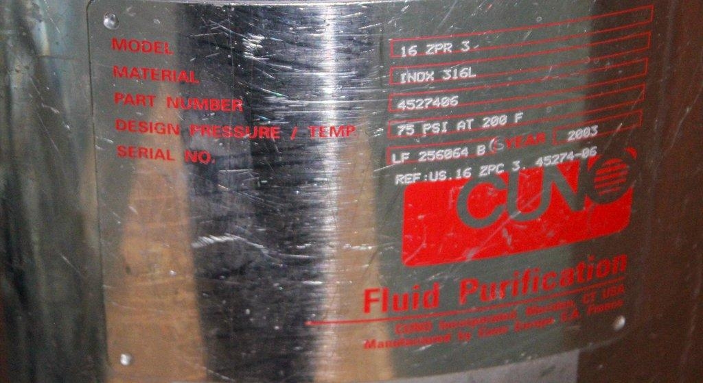 CUNO 16 ZPR 3 Cartridge Filter System INOX 316L Fluid Purification