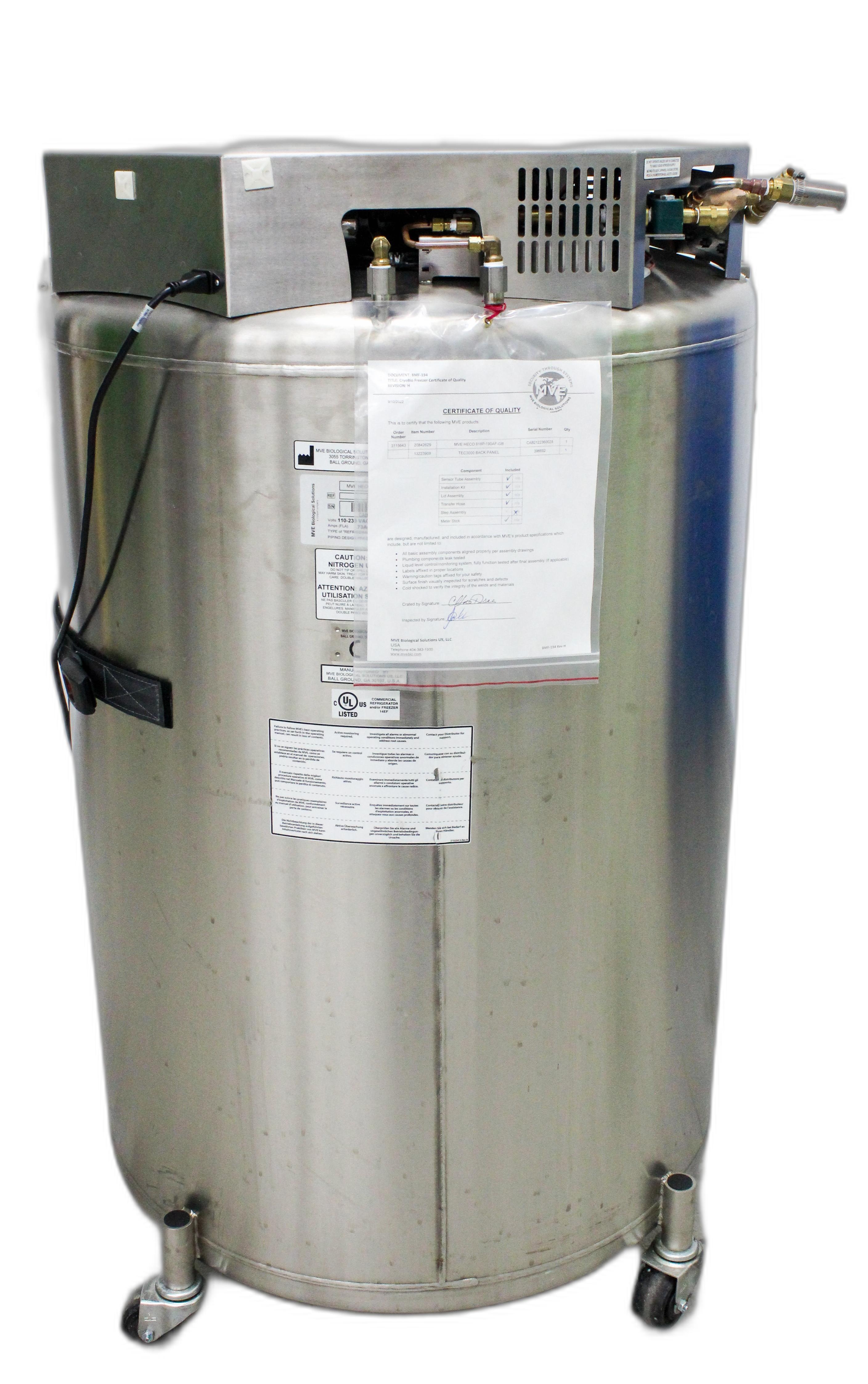 MVE MVE HECO 818P-190AF-GB High-Efficiency Vapor Phase LN2 Freezer