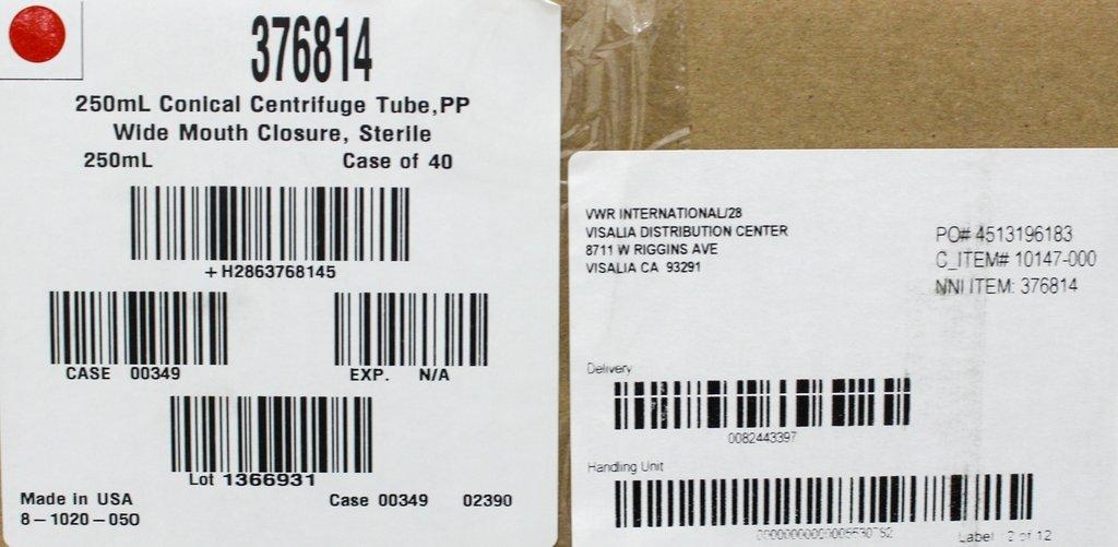 Falcon Test Tube 14mL 500/Case Round-Bottom PP Sterile USA Lab Equip