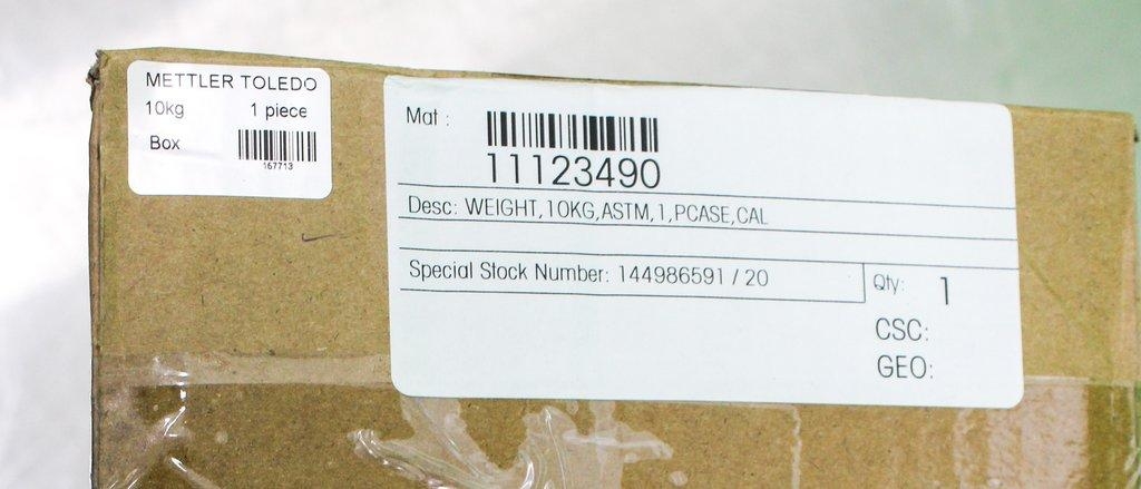 Mettler Toledo WEIGHT 10KG Calibration Plastic Box ASTM Class 1 Stability