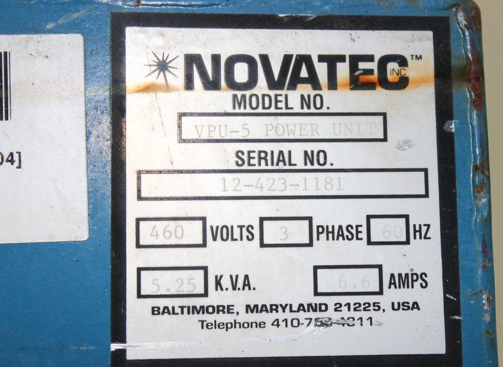 Novatec VPU-5 Vacuum Power Unit Positive Displacement 5HP 460V 60Hz