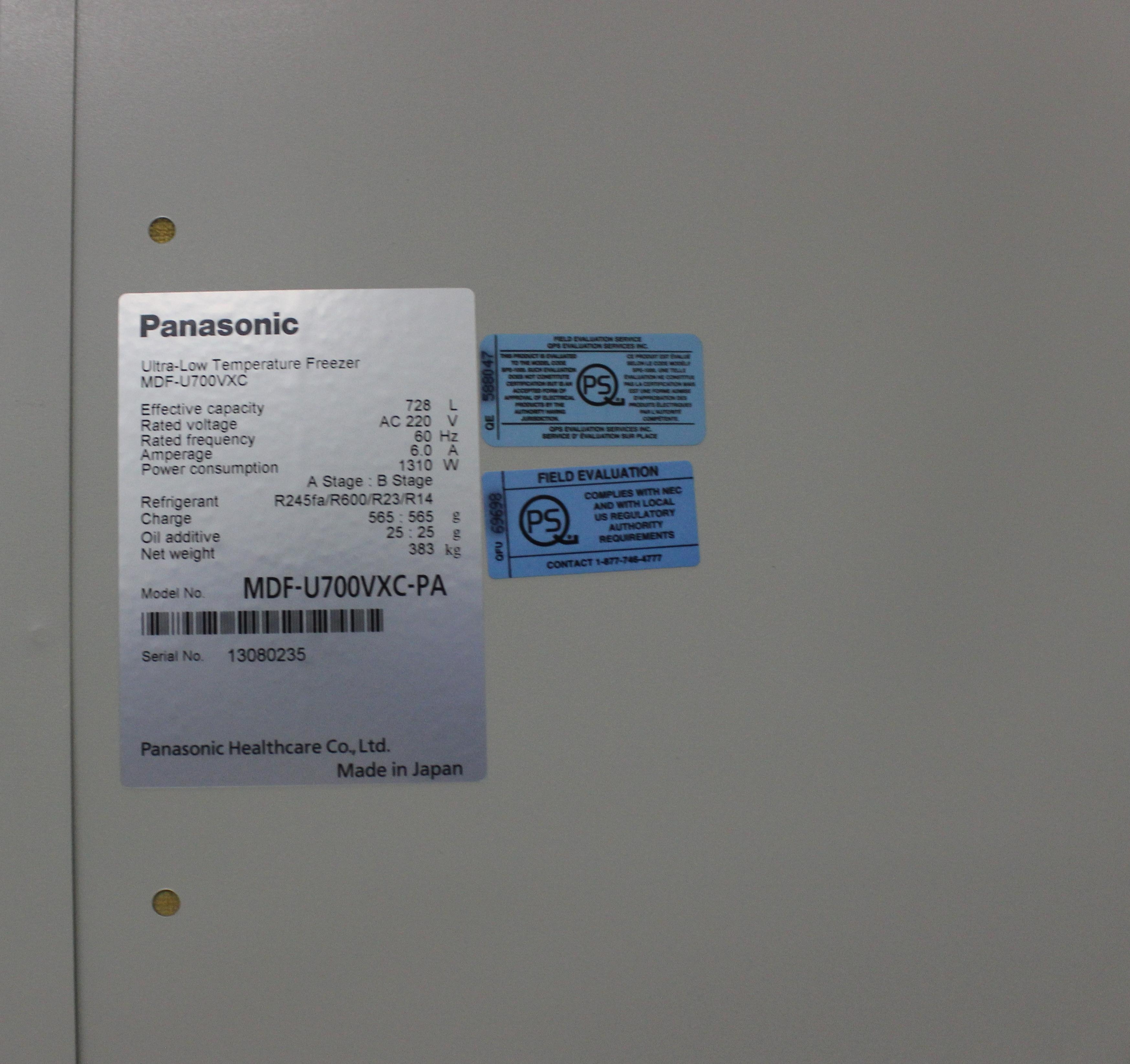 Panasonic MDF-U700VXC Ultra-Low Temperature Freezer -86C 25.7 cu.ft.
