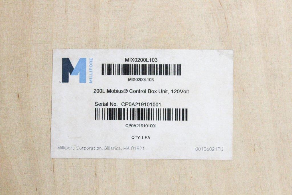 Millipore Mobius MIX0200L103 System Plastic Mixer 200L Control Box Unit
