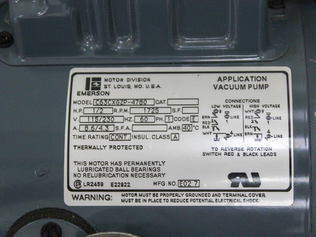 Welch DuoSeal 1402B-01 Two-Stage Rugged Belt Drive Pump, Tested, VG