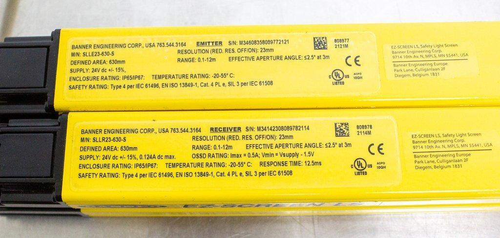 Banner EZ-Screen LS Light Curtain Emitter Receiver IP67 No Blind Zone