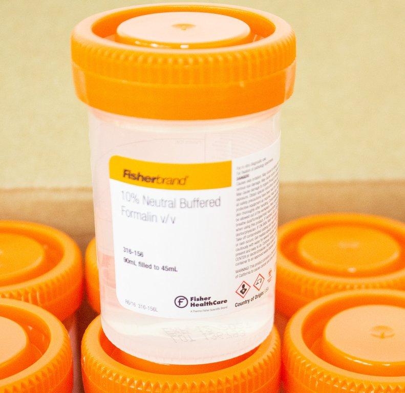 Fisherbrand 10% Neutral Buffered Formalin Color-Coded Prefilled Containers 90mL