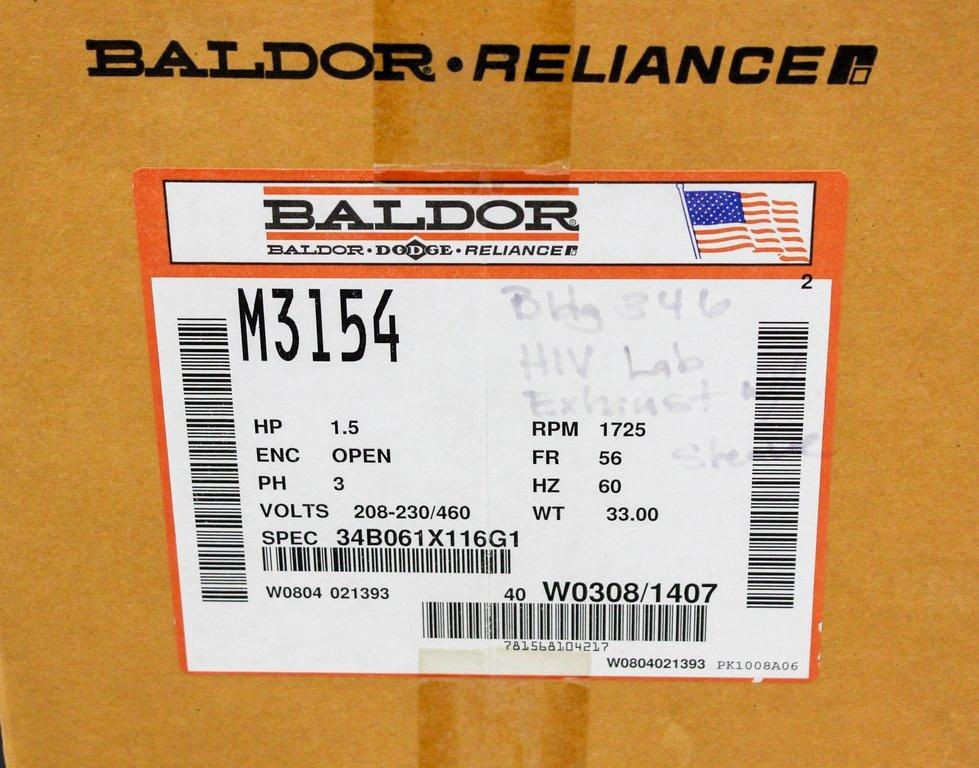 Baldor Reliance M3154 Motor | General Purpose Steel Frame 3-Phase 1.5HP