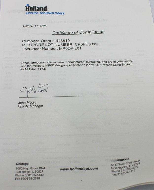 Millipore MP0DPILOT Pilot Scale Pod Holder Process Accessory 304 SS