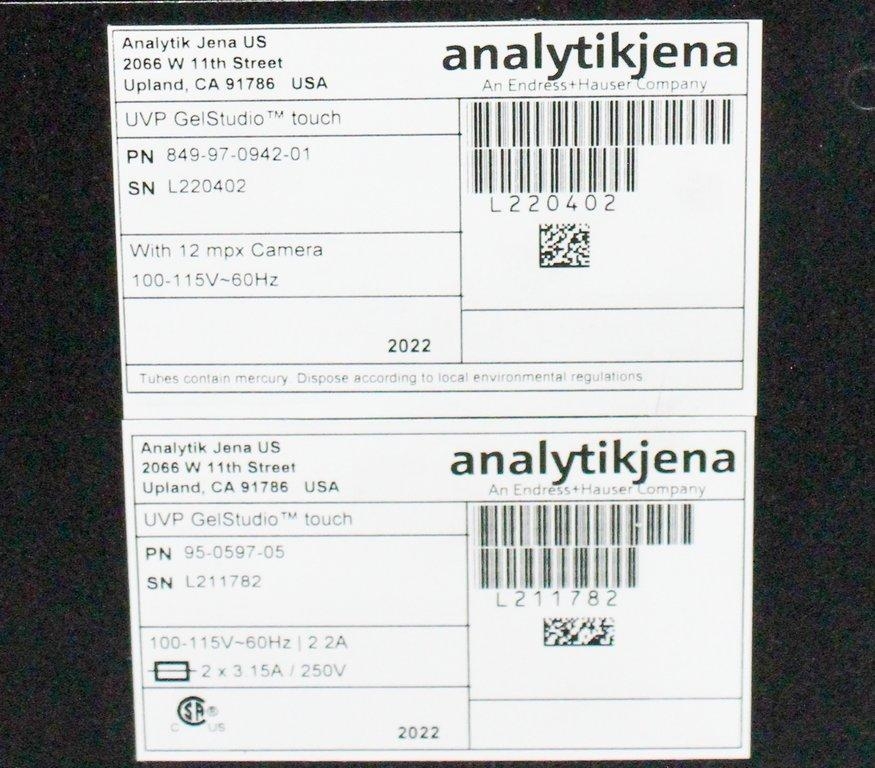 Analytik Jena UVP GelStudio Touch Imager DNA Gel Documentation 120V Used