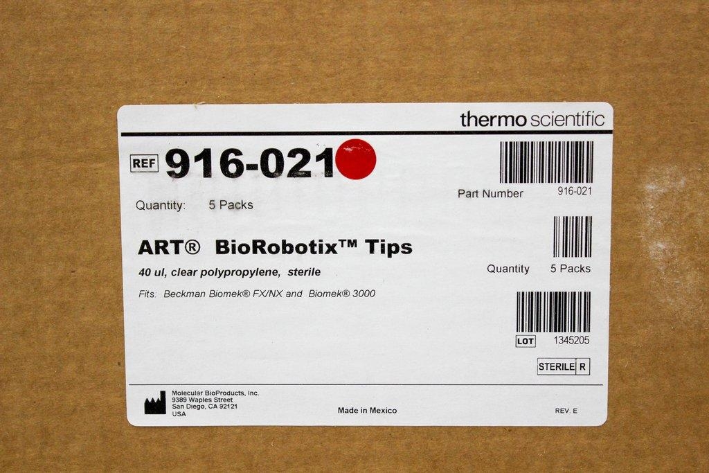 Thermo Scientific 916-021 ART Biorobotix Tips 40ul 40 Boxes Pallet