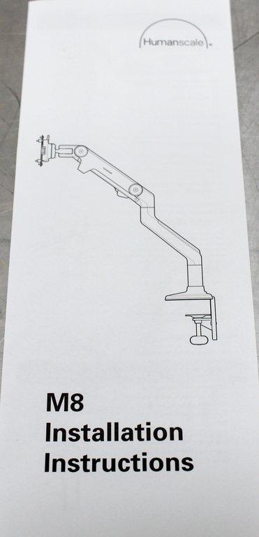 Humanscale M8 Clamp Mount Dual Monitor Arms Set, Polished Aluminum, New