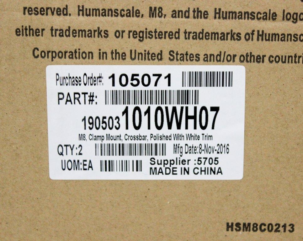 Humanscale M8 Clamp Mount Dual Monitor Arms Set, Polished Aluminum, New