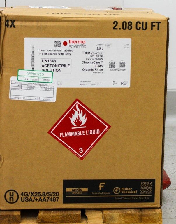 Thermo UN1230 UN1648 Set of Methanol Acetonitrile Glass Bottles LC-MS 6.5L