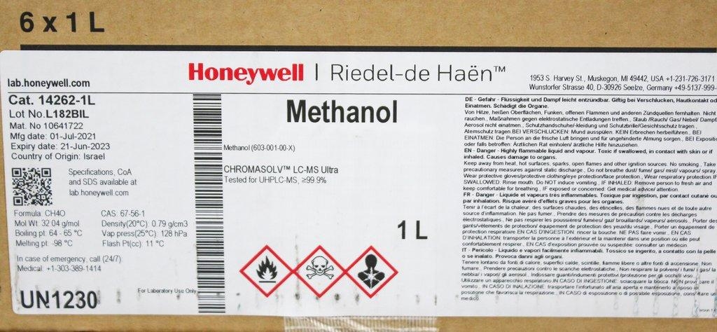 Thermo UN1230 UN1648 Set of Methanol Acetonitrile Glass Bottles LC-MS 6.5L