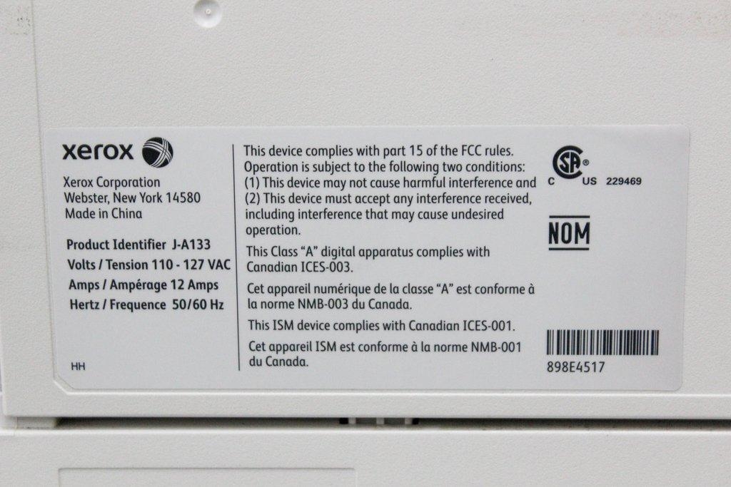 Xerox WorkCentre 7845i Color Multifunction Printer, Office Finisher, 100-240v