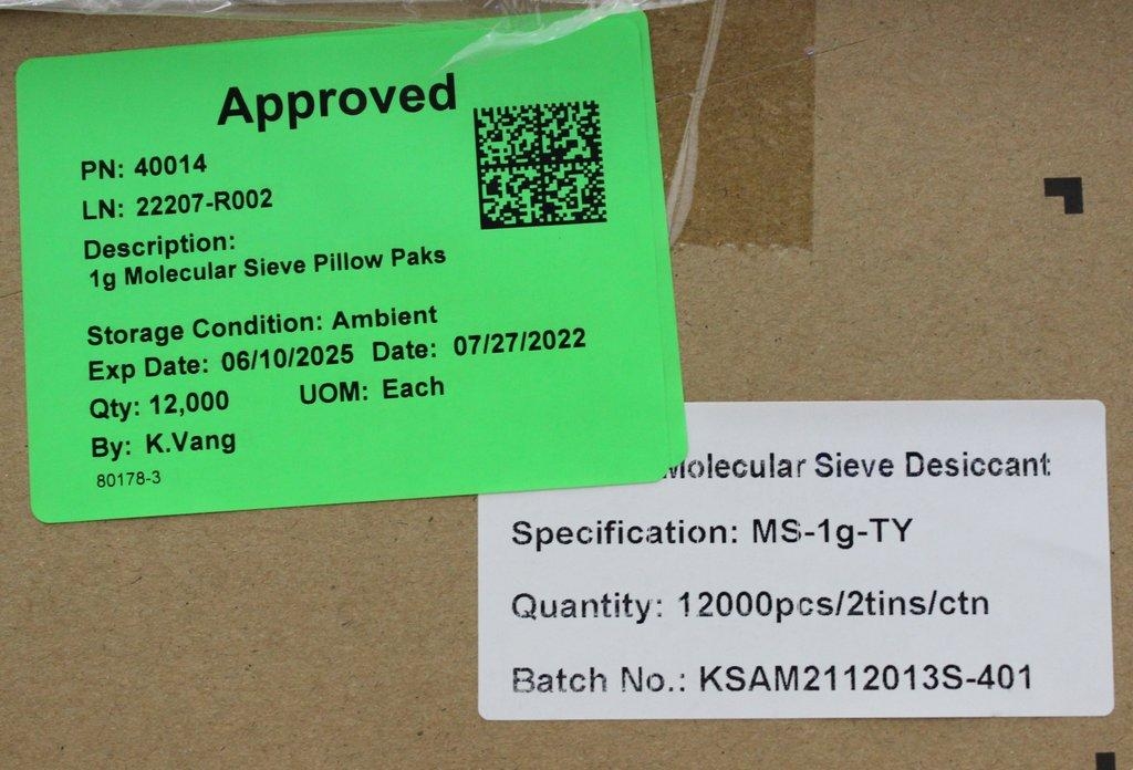 Kunshan Wisepac Molecular Sieve 1g Desiccant 12000pcs Pallet Lab Supply