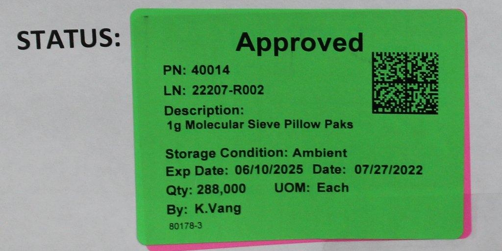 Kunshan Wisepac Molecular Sieve 1g Desiccant 12000pcs Pallet Lab Supply