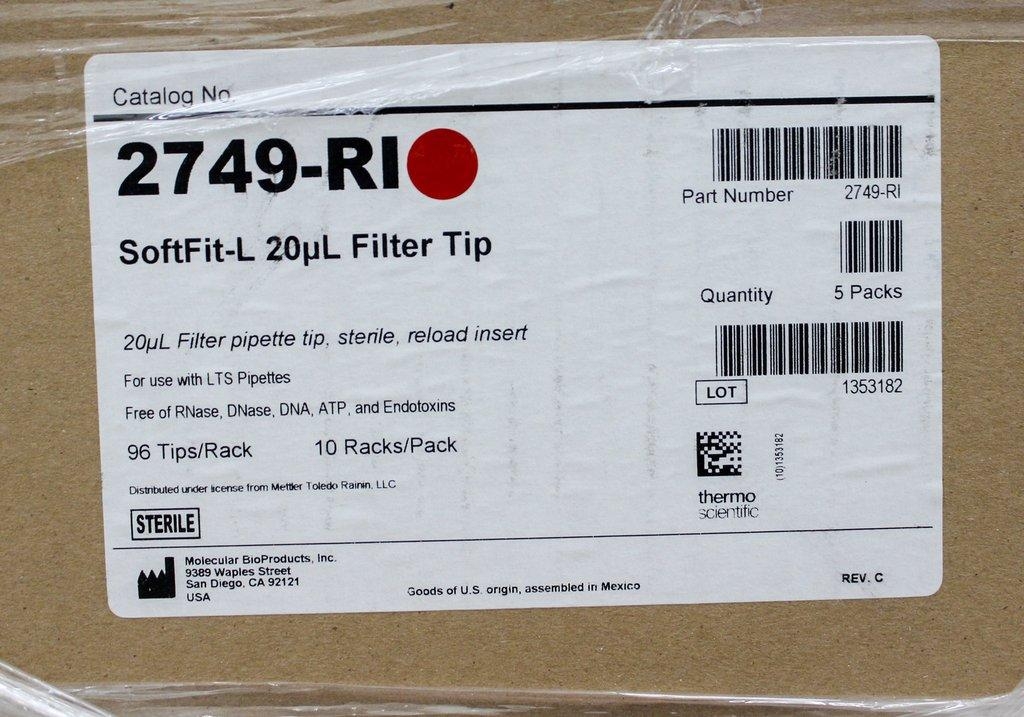 Molecular ART Pipette Tips 20ul 2749-RI Pallet Liquid Handling L-SoftFit