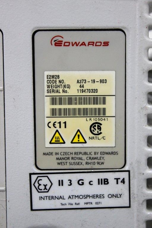 Edwards Dual E2M28 Vacuum Pump Set with Drip Pan, Dual-Stage, Quiet Operation