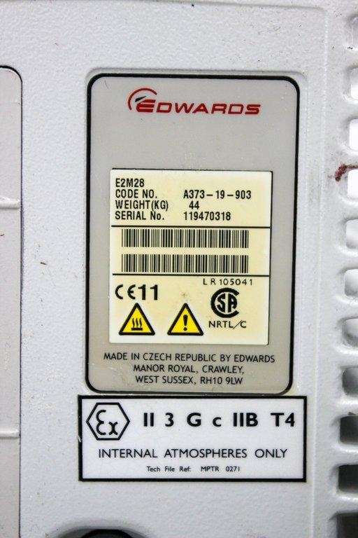Edwards Dual E2M28 Vacuum Pump Set with Drip Pan, Dual-Stage, Quiet Operation