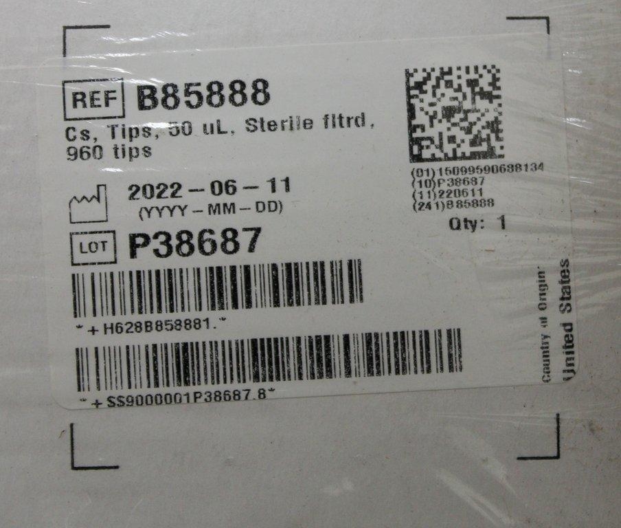 Beckman Coulter B85888 50uL Sterile Filtered 960 Tips Set of 4 Cases New