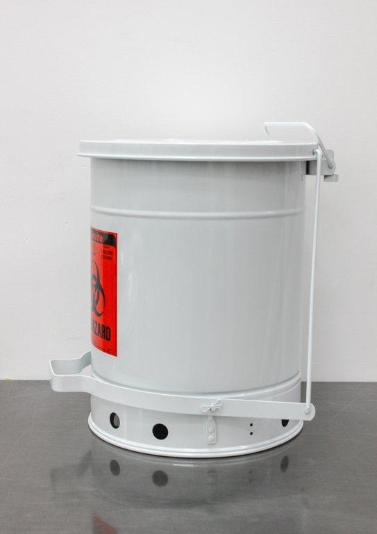 Justrite 6 Gal. Steel Biohazard Waste Can, Foot-Operated, White 05910