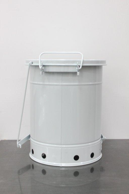 Justrite 6 Gal. Biohazard Waste Can, Steel, Foot-Operated, Self-Closing, White