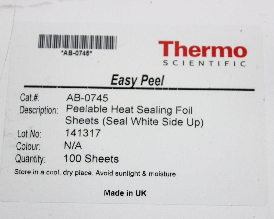 Thermo AB-0745 Easy Peel Heat Sealing Foil Sheets Case 7800 Science Lab