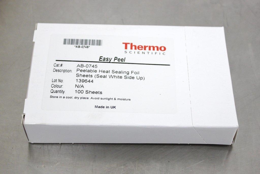 Thermo AB-0745 Easy Peel Heat Sealing Foil Sheets Case 7800 Science Lab
