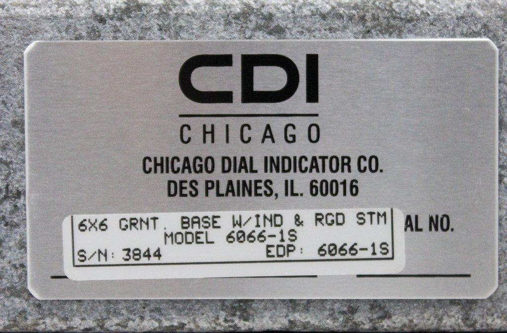 CDI Chicago Dial indicator Co. 6066-1S Dial Indicator Base 6x6 Grnt RGD STM