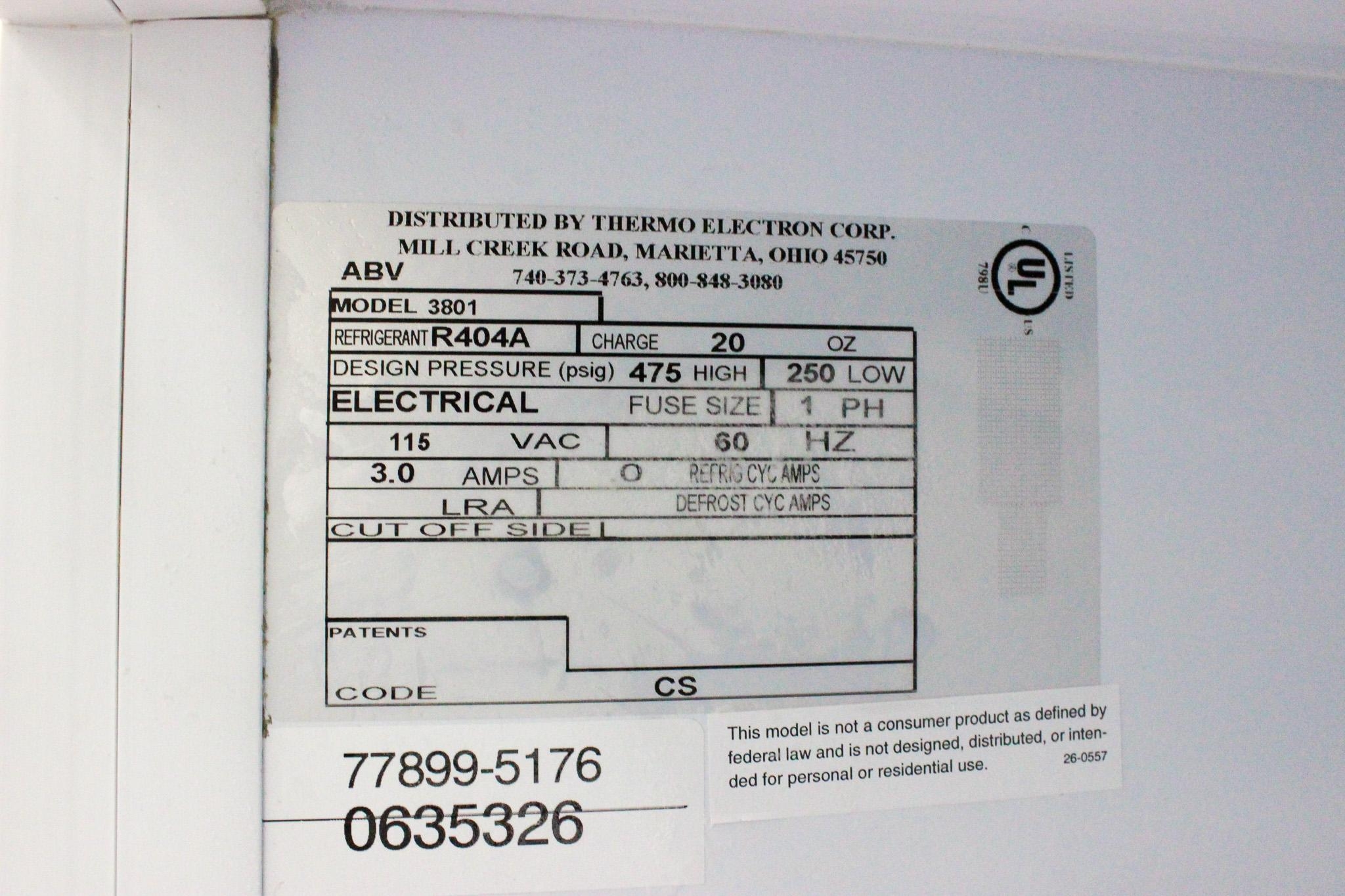Thermo Forma 3801 Flammable Material Lab Freezer -20C 27.3 cu ft Capacity