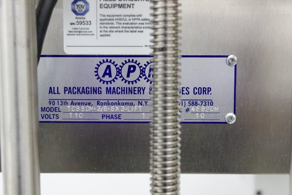 APM TCBSDM.3/8.6X3 Table Conveyor Band Sealer Max Speed 35FPM ChromePlated