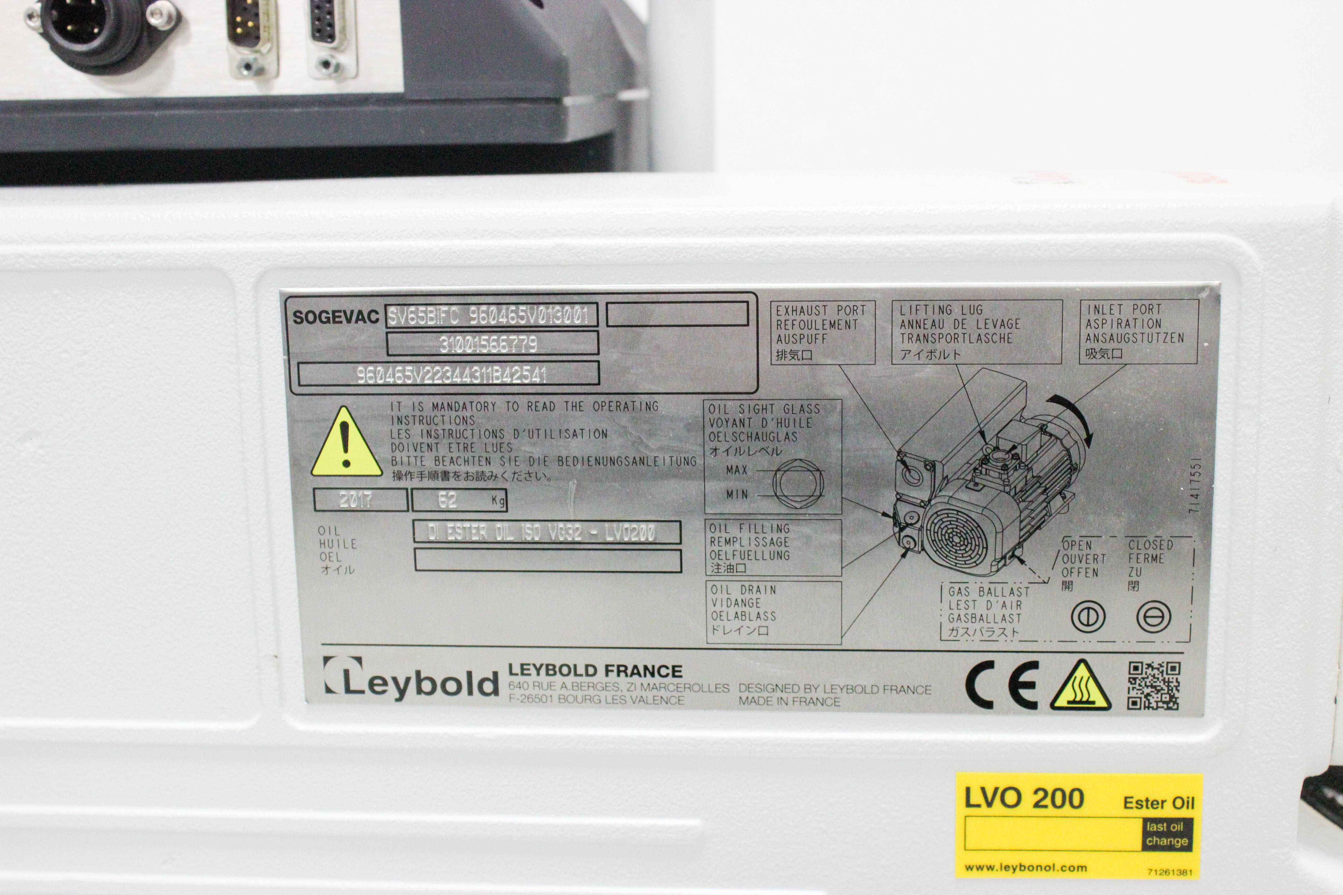 Leybold Sogevac SV65 BI FC Oil Sealed Vacuum Pump - Compact Design & Low Noise