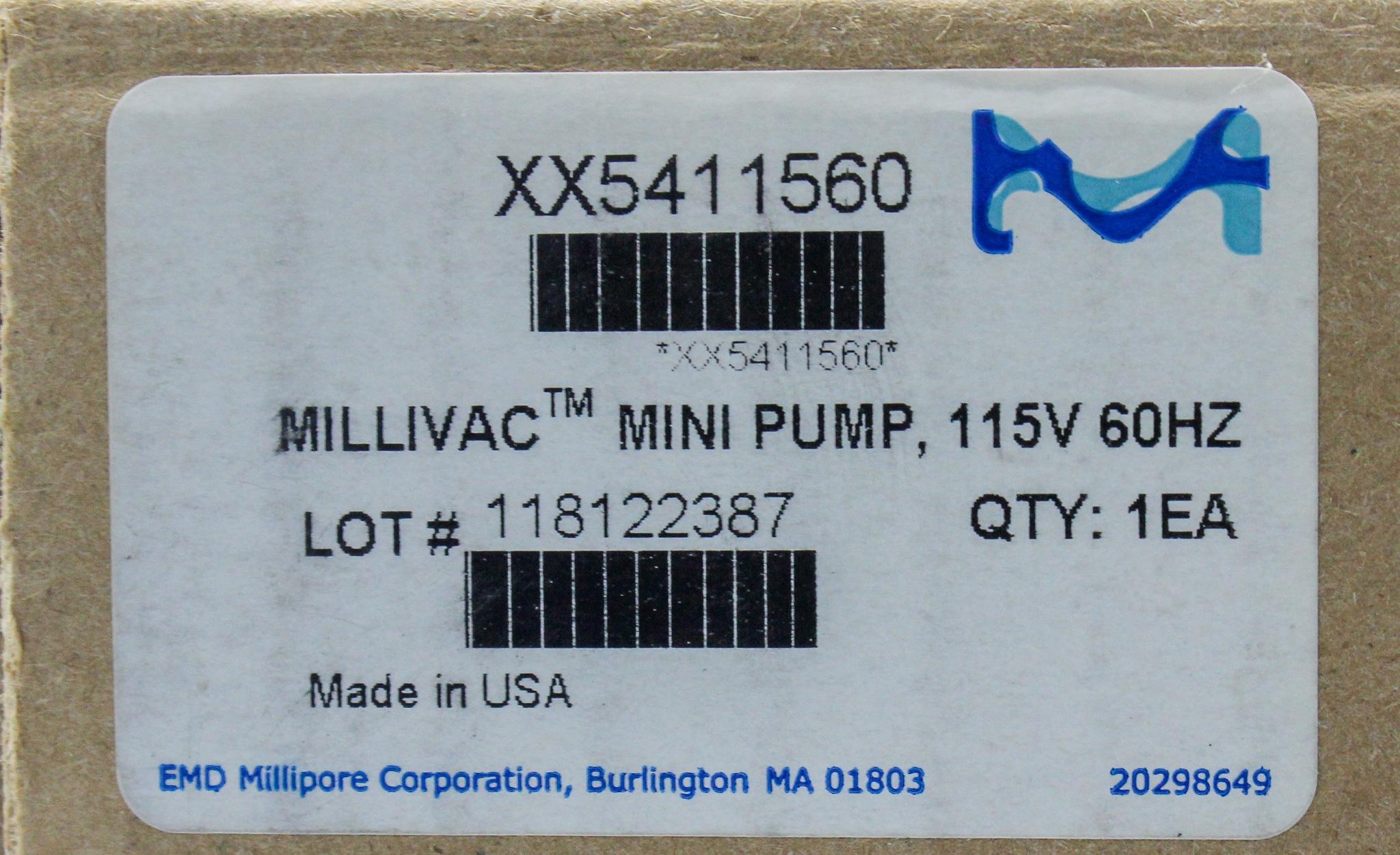 Millipore Millivac Mini Pump XX5411560 Vacuum Pump for Filtration 120V 60Hz