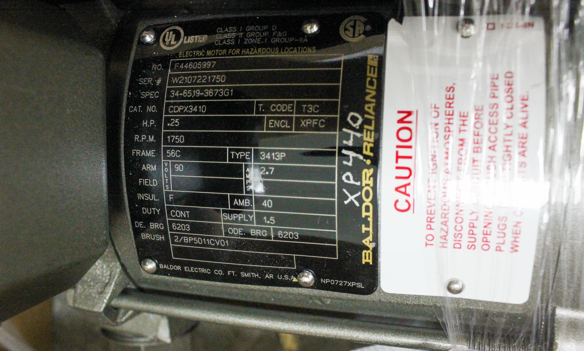 Chemglass Explosion Proof Motor 1/4hp 350RPM 90VDC 30in Lead Cable