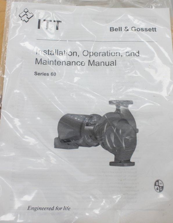 Bell & Gossett ITT Series 60 TK Pump Circulation 172648LF, 208V-230V, 60Hz