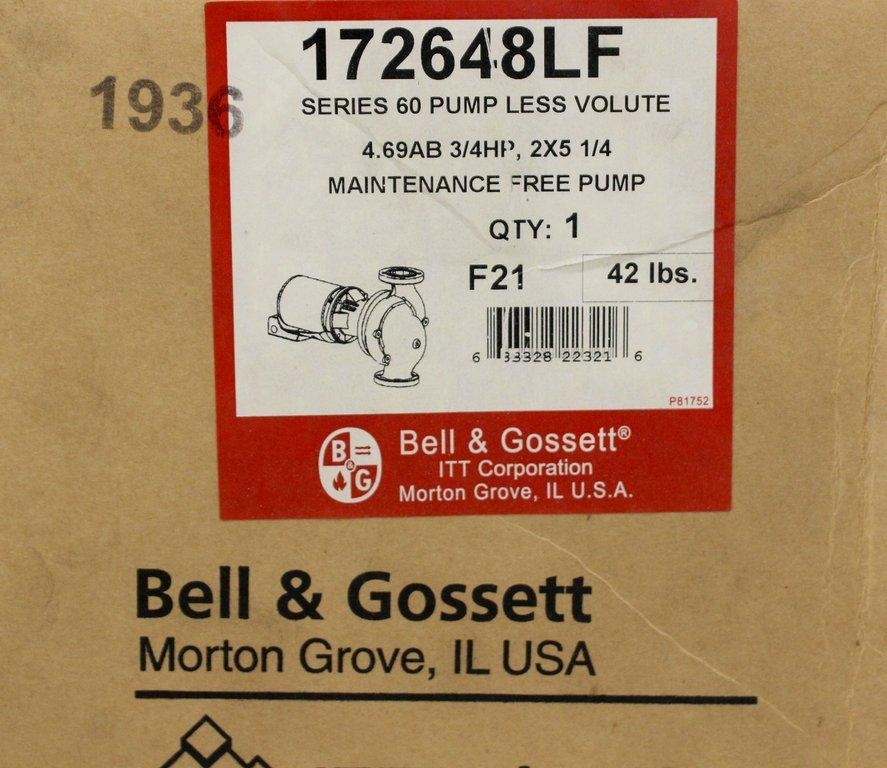 Bell & Gossett ITT Series 60 TK Pump Circulation 172648LF, 208V-230V, 60Hz