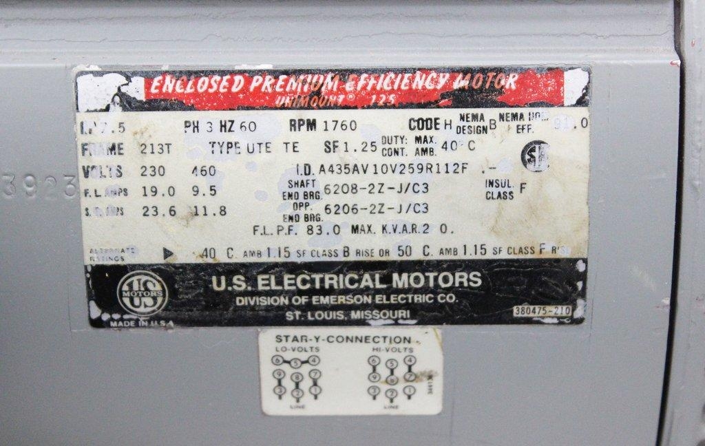 Emerson 213T Enclosed Premium Motor 1760 RPM 230V-460V Industrial Motor