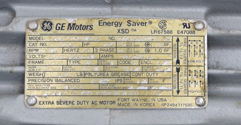 GE 5KS2135Z205D9 Motor Facility Motors 230-460V 50/60Hz Cosmetic Wear Use