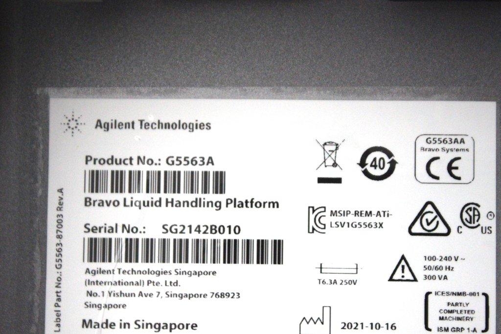Agilent G5563A Liquid Handler Automated Platform with Power Cord 2021