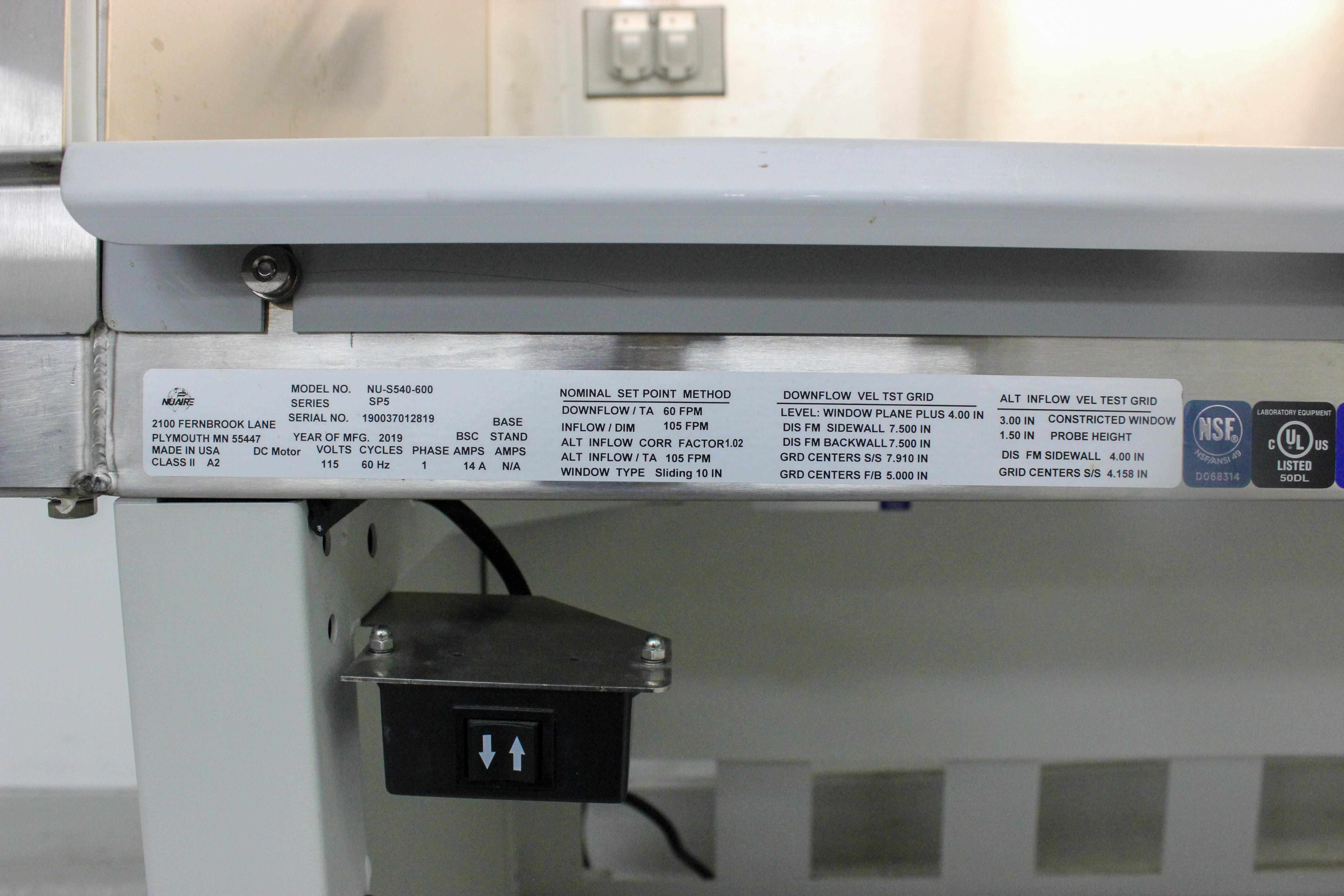 NuAire LabGard ES NU-S540-600 Class II Biosafety Cabinet with Motorized Stand
