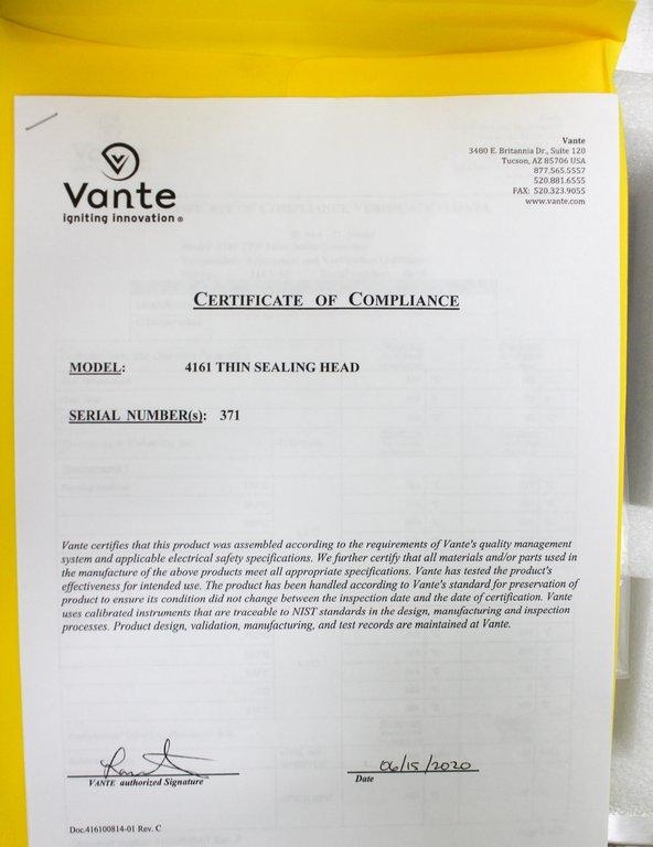 Vante 4160 Tube Sealer With Thin Sealing Head New Lab Equipment