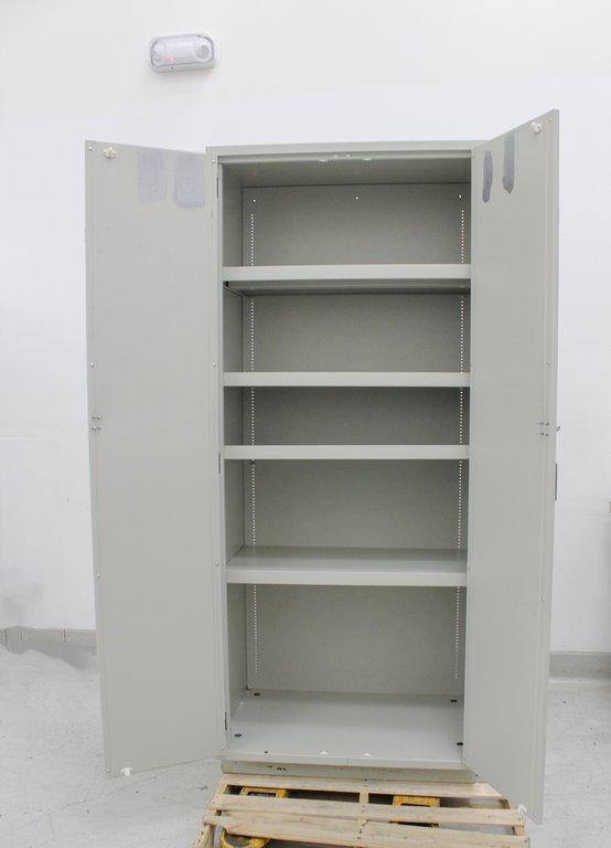 Hanson Tall Cabinet Storage Double Doors Removable Shelves 4-Shelf Capacity