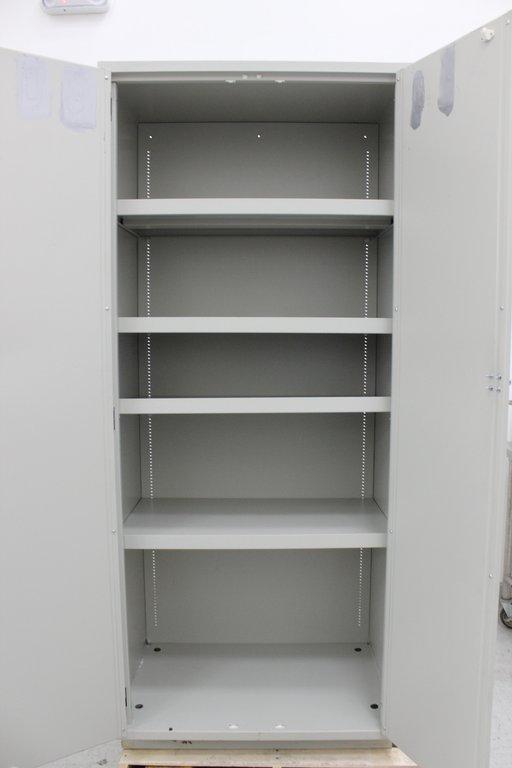 Hanson Tall Cabinet Storage Double Doors Removable Shelves 4-Shelf Capacity