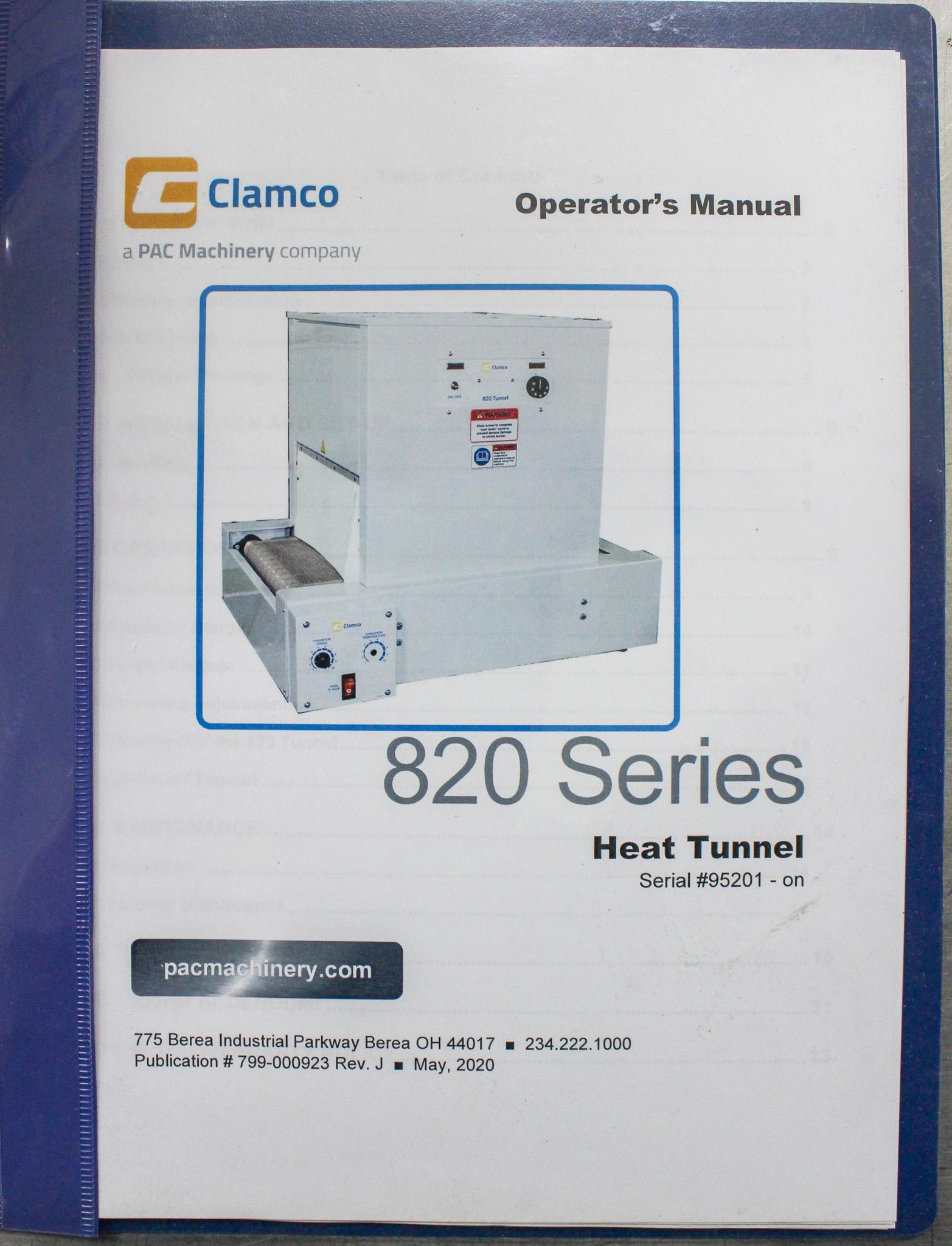 Clamco 820 Heat Shrink Tunnel Packaging Equipment 220V 60Hz Excellent Condition