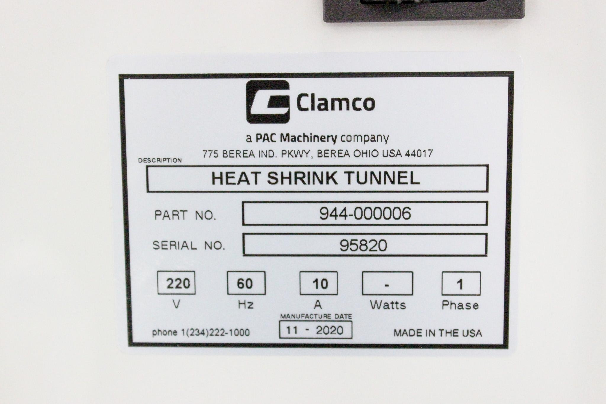 Clamco 820 Heat Shrink Tunnel Packaging Equipment 220V 60Hz Excellent Condition