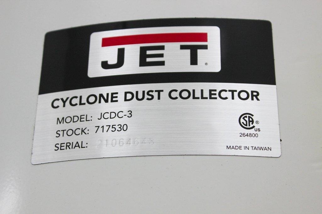 Jet JCDC-3 Cyclone Dust Collector 230V 66-Gal Drum 1µ Filtration