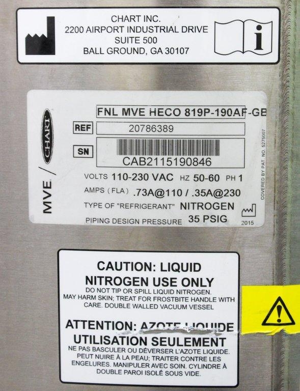 Chart MVE Heco 819P Cryogenic Storage Tank - Secure Biological Sample Storage